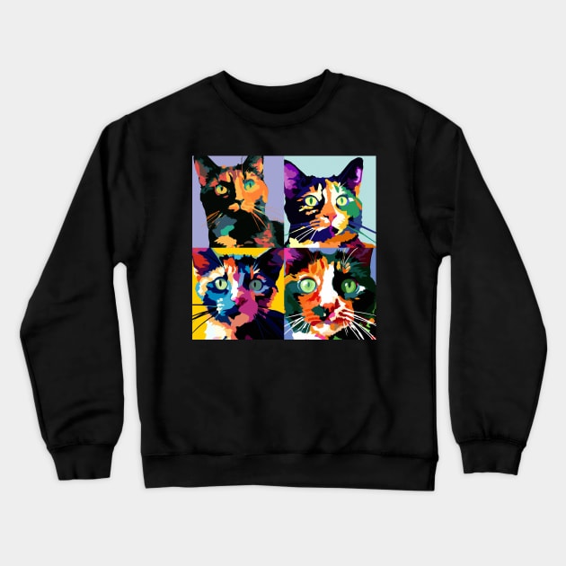 Tortoiseshell Pop Art - Cat Lover Gift Crewneck Sweatshirt by PawPopArt